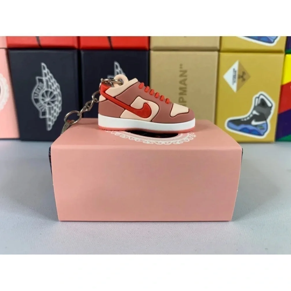 Strange Love 💗 ☠️ Nike Pink, White, & Red High Top Key Chain,Bag Charm w/Box